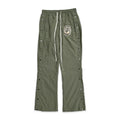 SAINT VANITY Embroidered Side‑Snap Olive Nylon Pants