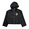 SAINT VANITY Embroidered Zip‑Up Black Hooded Nylon Jacket