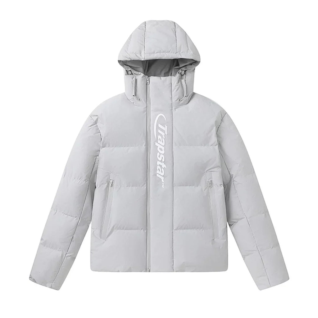 Trapstar Embossed Arch Logo Puffer Jacket - Light Grey