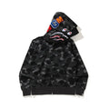 BAPE Style Camo Shark Full-Zip Hoodie - Black/Grey