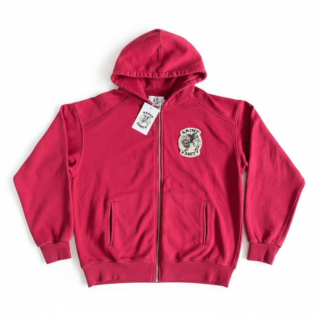 SAINT VANITY Embroidered Zip Up Hoodie Tracksuit Set